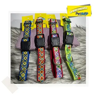 Collar Estampado Brillante, Con Borde Unicolor